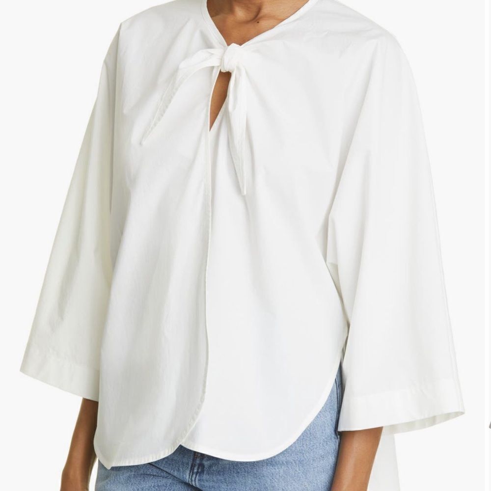 Toteme tie neck blouse white cotton Women size 40/8 $368